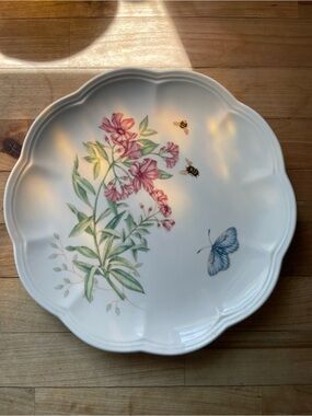 Lenox Butterfly Meadow White Scalloped Floral Plate